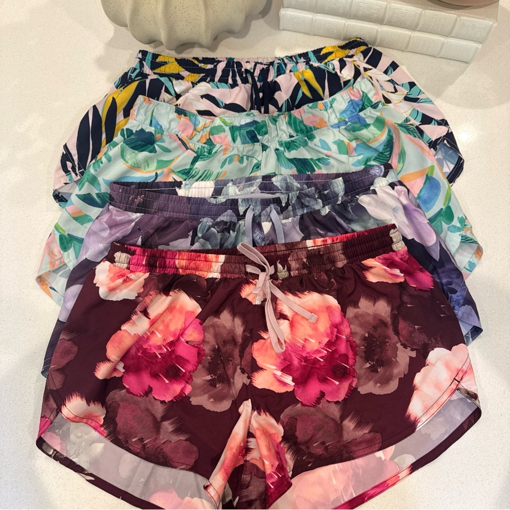 Old Navy Floral Athletic Shorts - Burgundy, Pink, Green, Navy